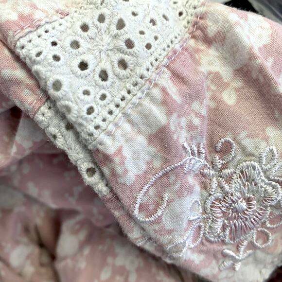 Victorian Cotton Nightgown Prairie Dress M Pintuck Eyelet Lace Peasant Cozycore - Picture 4 of 11